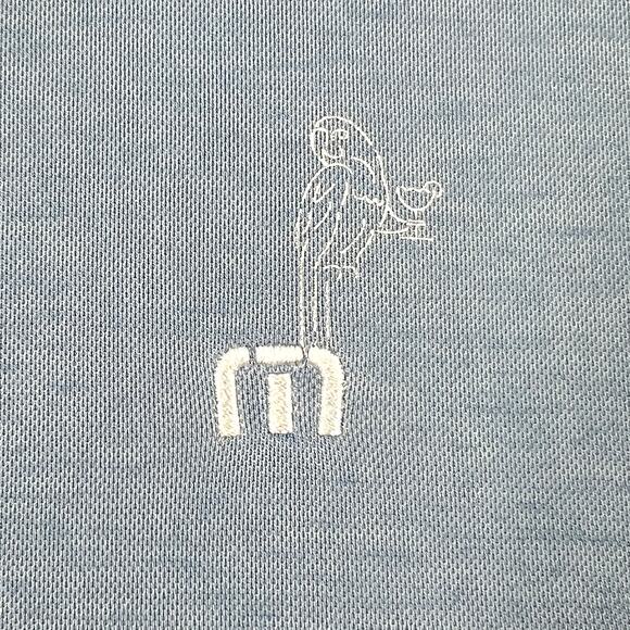 Travis Mathew Men’s Palm Tree Parrot Polo Shirt XL Blue Print Golf Casual Sporty - Picture 7 of 10